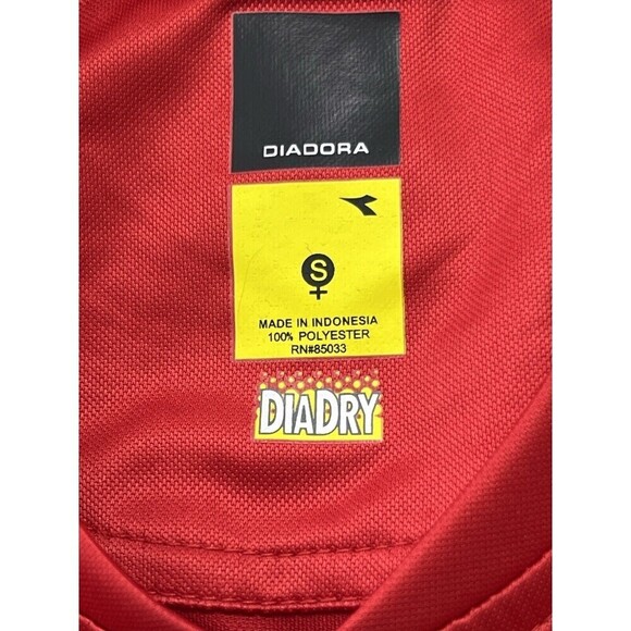 Diadora DiaDry Short Sleeve Women's Athletic Soccer Running Jersey Red White S - Picture 6 of 10